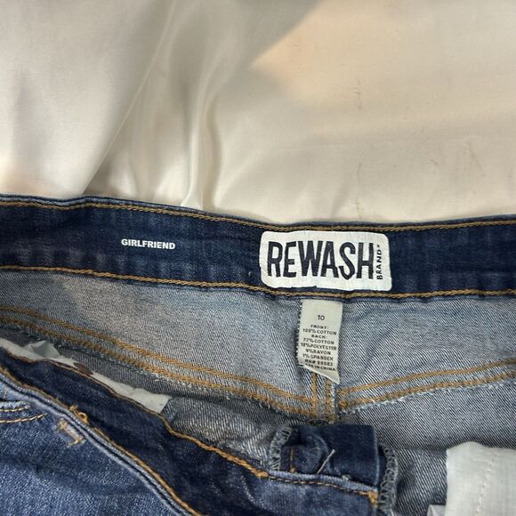 Rewash Girlfriend Distressed Denim Shorts Size 10 Blue Frayed Hem Casual - Picture 2 of 6